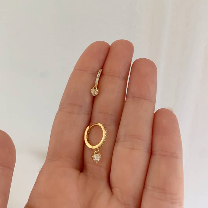 Gold Amina Heart Huggies for wholesale on Faire2