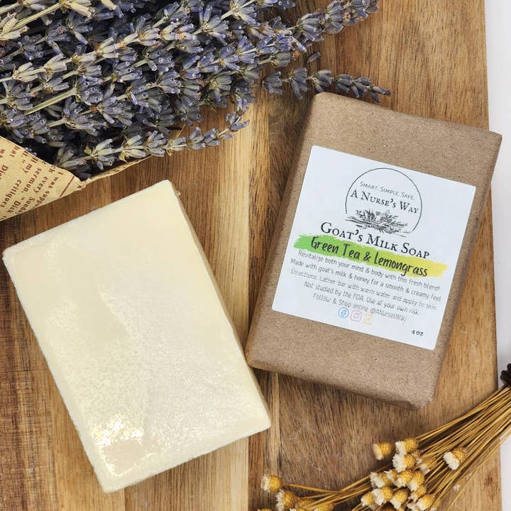 Green Tea & Lemongrass Goat's Milk Soap for wholesale by A Nurse's Way, LLC