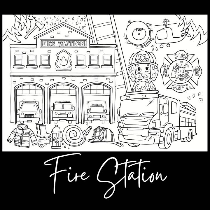 Fire Station – Giant Coloring Page (24x36") for wholesale by Tons of Hues