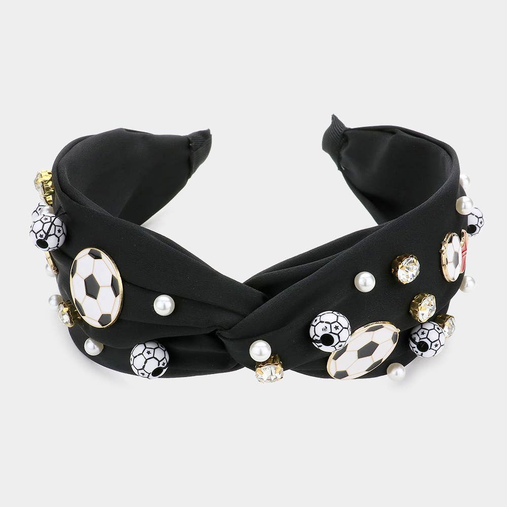 Sensibling Corp. - Vente Bandeau – femme - Bandeau torsadé orné de chaussures de football Pearl Stone1