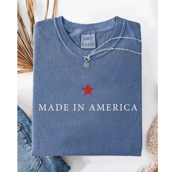 MADE IN AMERICA WASHED GRAPHIC TEE for wholesale by HRTandLUV