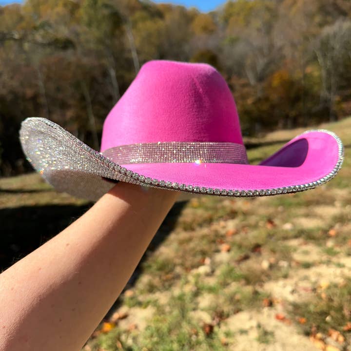 Rhinestone Cowgirl - Wholesale Cowboy Hat - Women's - Barbie Pink Hat & Crystal Rhinestones