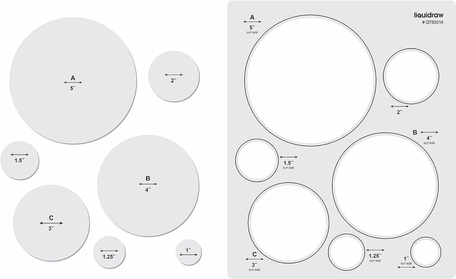 Liquidraw – wholesale Craft tool – Liquidraw Quilting Templates & Rulers for Patchwork Acrylic Stencils Set Hexagon, Hearts, Square & Circle (Circle)1