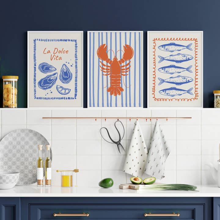 Pareti della Galleria della Cucina | Set di 3 Stampe d'Arte da Parete Stile di Vita Italiano per la vendita all'ingrosso da parte di About Wall Art