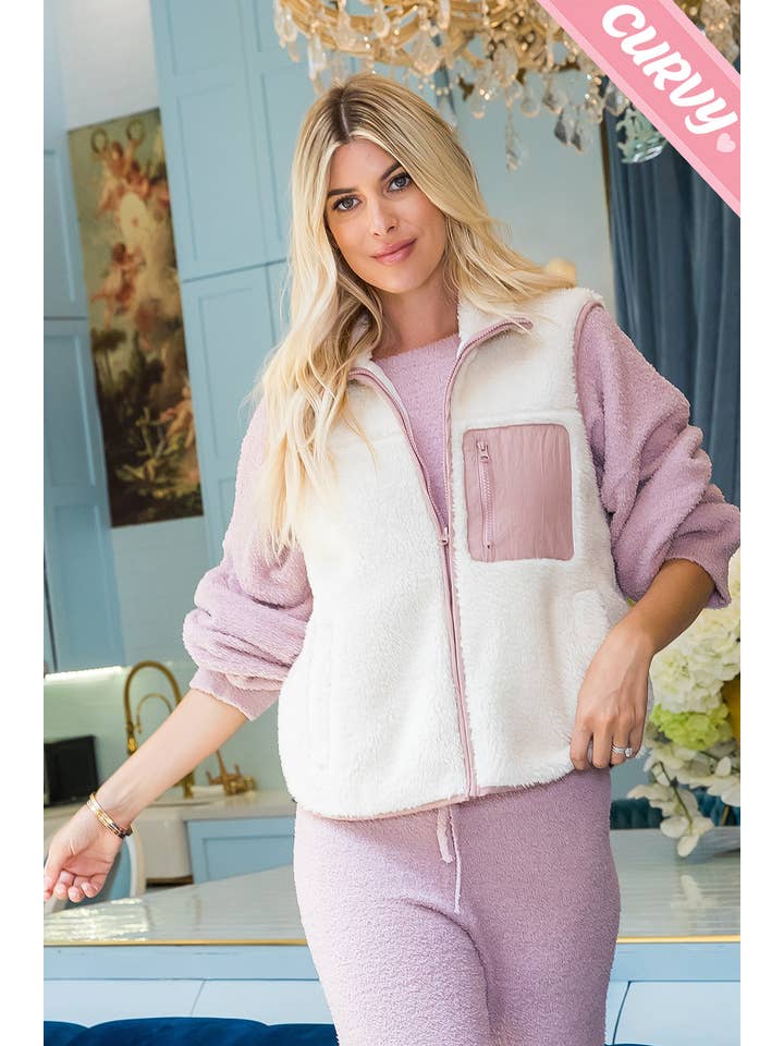 Sweet Lovely by Jen - Wholesale Outerwear Vest - Women's - SW459PL SHERPA VEST3