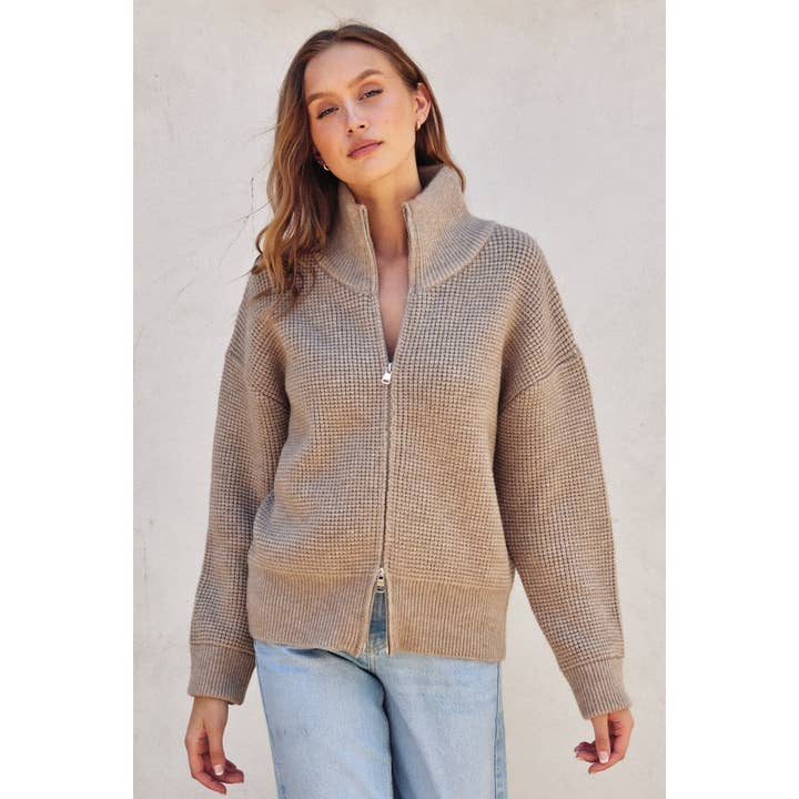 Dress Forum - Wholesale Jacket - Women's - Two Way Zip Waffle Knit Jacket6