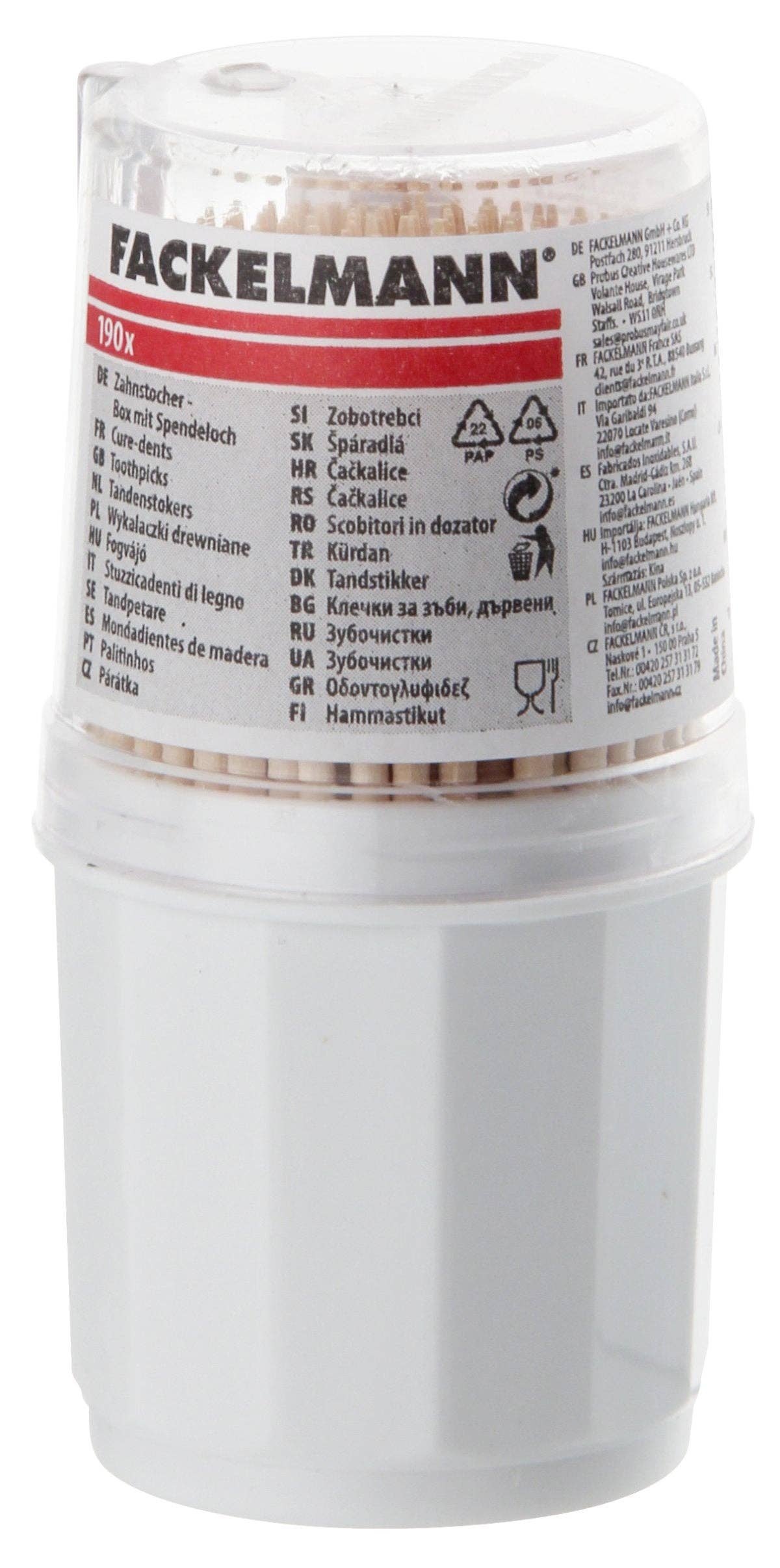 Fackelmann - Vendita all'ingrosso Stuzzicadenti - Set di 190 stuzzicadenti in legno in scatola rotonda1