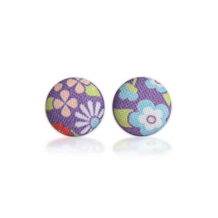 Rachel O's - Wholesale Stud/Post Earrings - May Flowers Fabric Button Earrings4