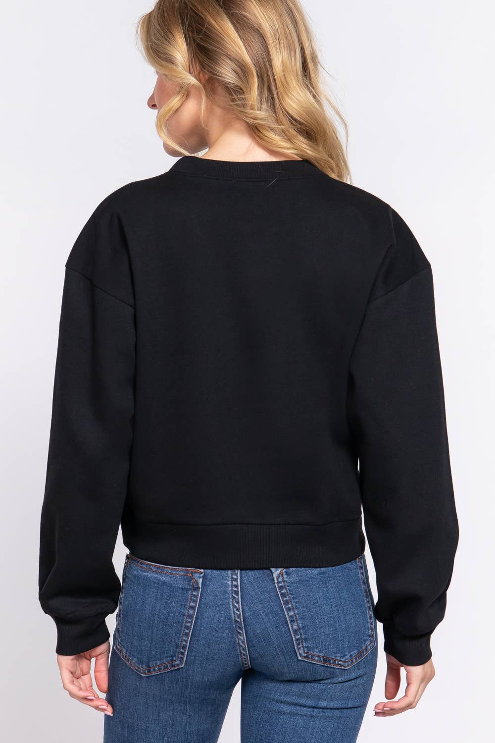 Active Basic | Active USA – Engroshandel Sweatshirt - Dame – Crop sweatshirt med rund hals og lange ærmer1
