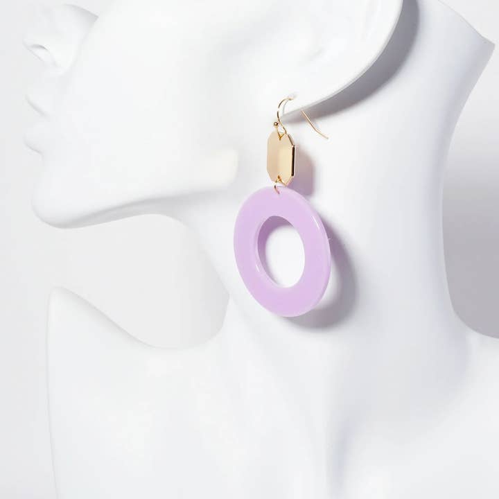 Wild Honey - Wholesale Dangle Earrings - Geometric Acetate Circle Octagon Dangle Earrings1