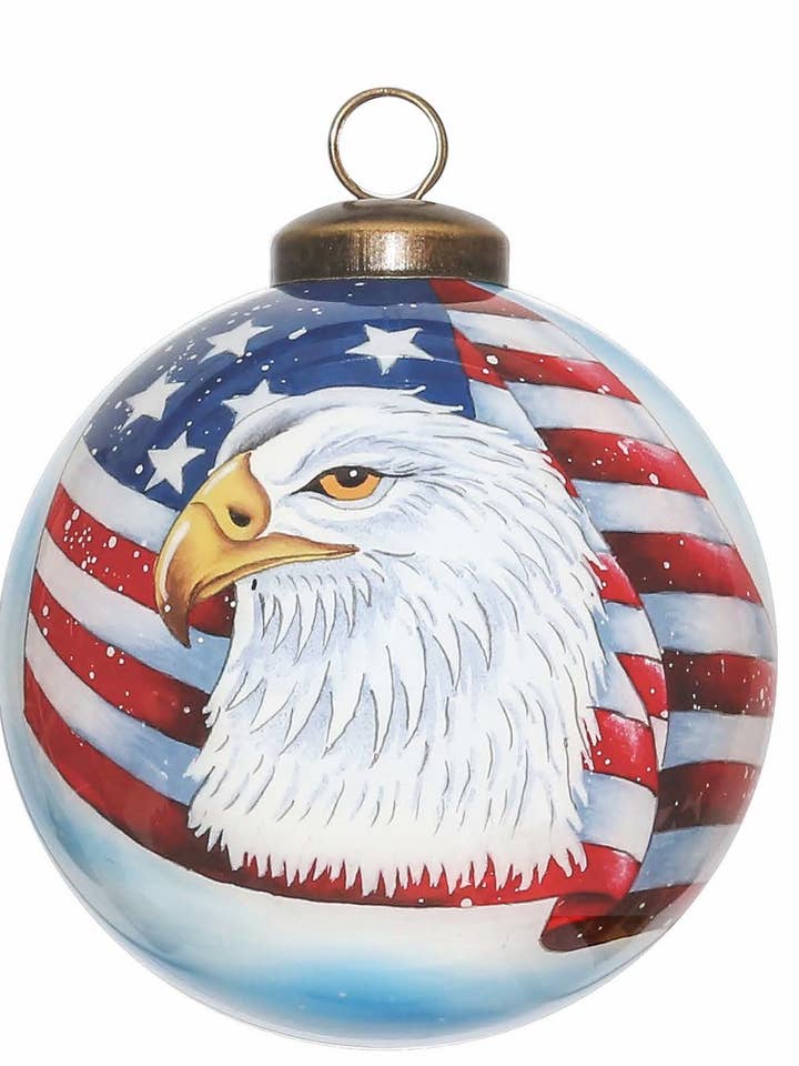 Ornamento Pendurado de Vidro Patriótico Águia Americana por atacado de Inner Beauty Gifts
