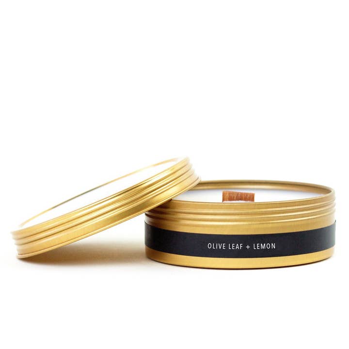 Simply Curated - Vente Bougies de voyage - Feuille d'olivier + Citron - Bougies de voyage en soja2