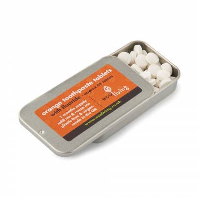 Comprimés de dentifrice - Orange - Boîte métallique - avec fluorure pour la vente par ecoLiving