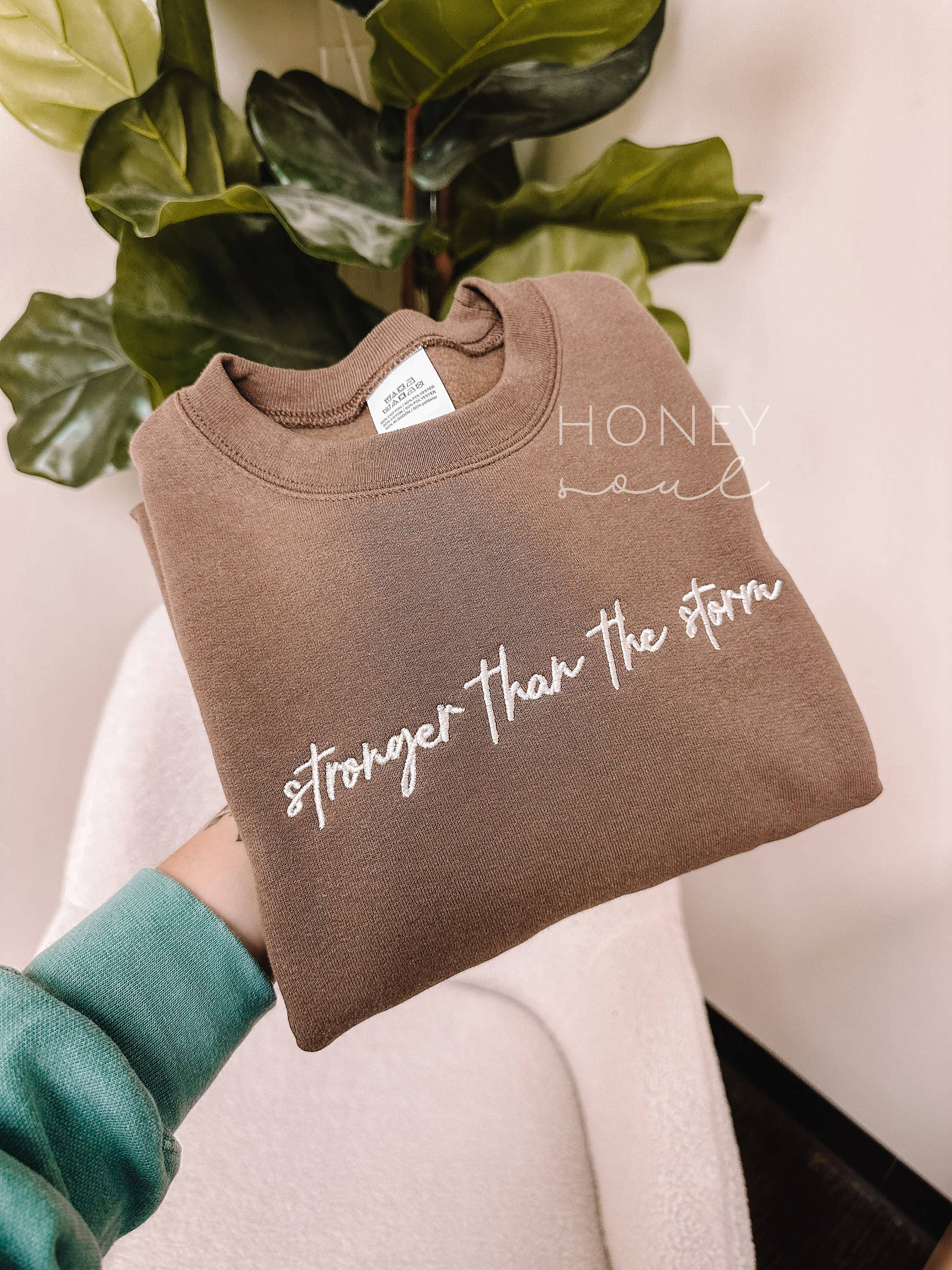 Honey Soul LLC - Wholesale Sweatshirt - Women's - Embroidered Stronger Than The Storm Sweatshirt8