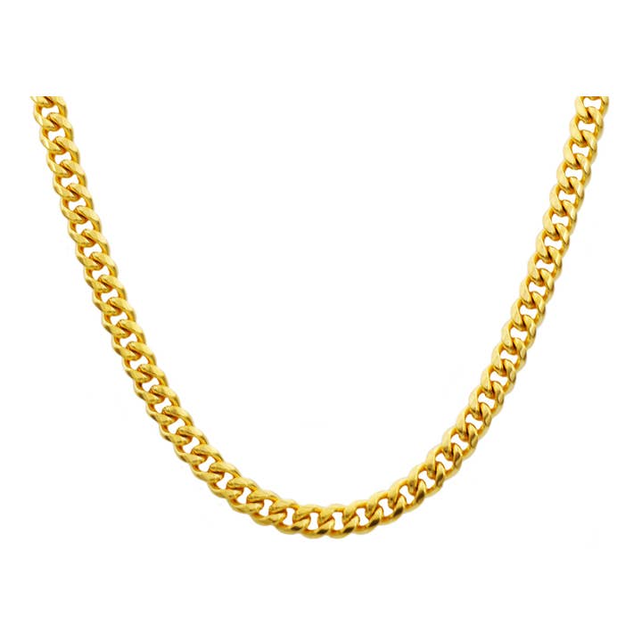 Men's 8mm Gold Stainless Steel Cuban Link Chain Necklace With Box Clasp for wholesale by Blackjack Mens Jewelry