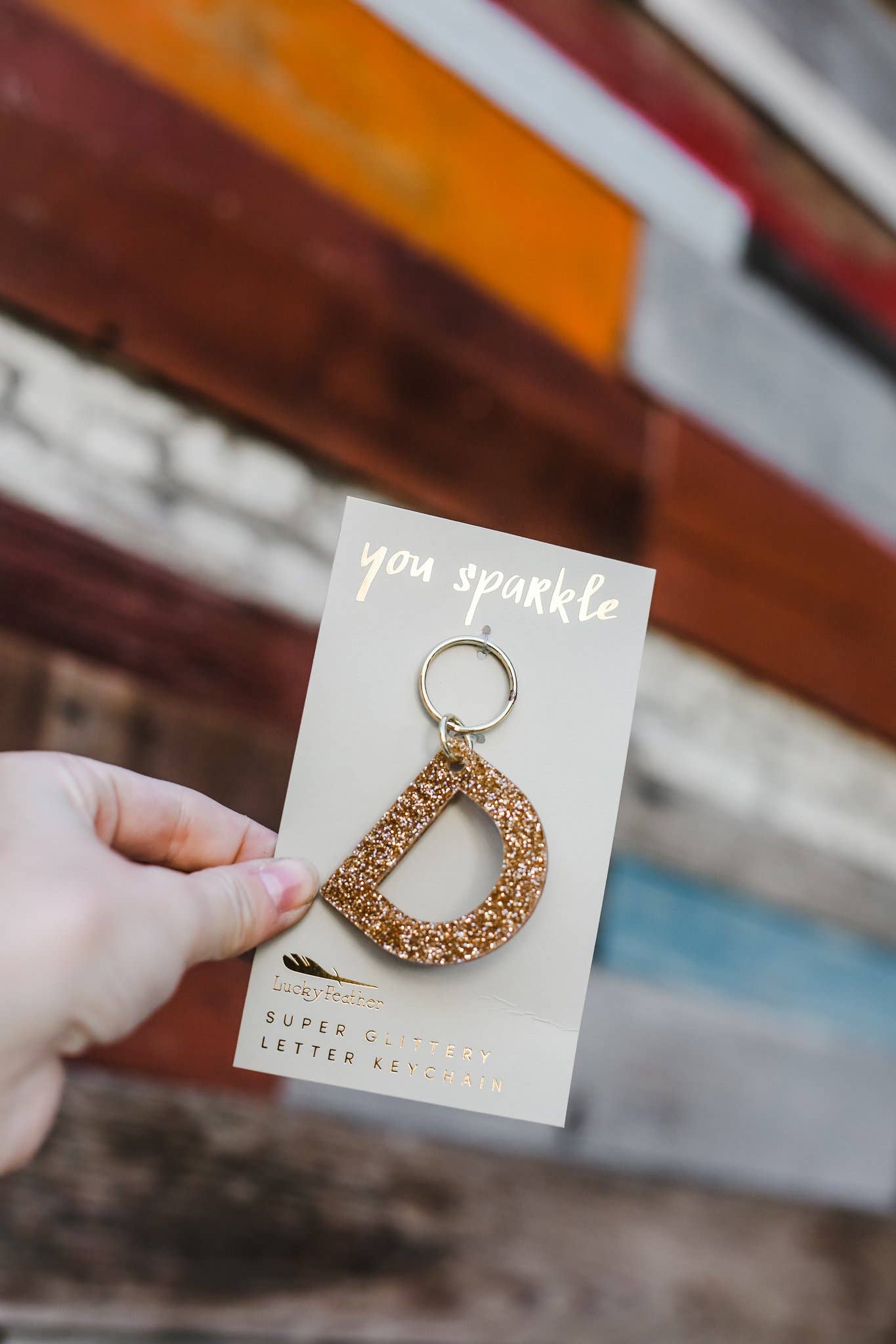 Lucky Feather - Vente Porte-clés – femme - Porte-clés pailleté - Lettre - D2
