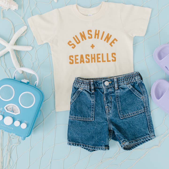Sunshine and Seashells Toddler and Youth Beach Shirt for wholesale by Benny & Ray Apparel