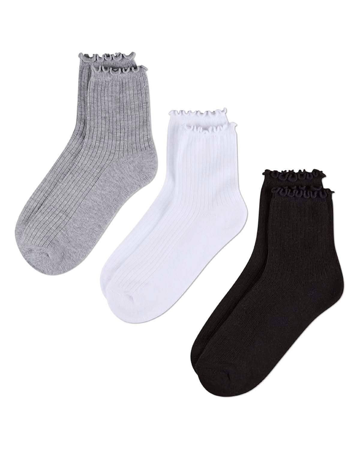 Infinity Classics International Inc. - Wholesale Socks - Women's - Ribbed Picot Cuff Cotton Quarter Sock 6 Pr Pack