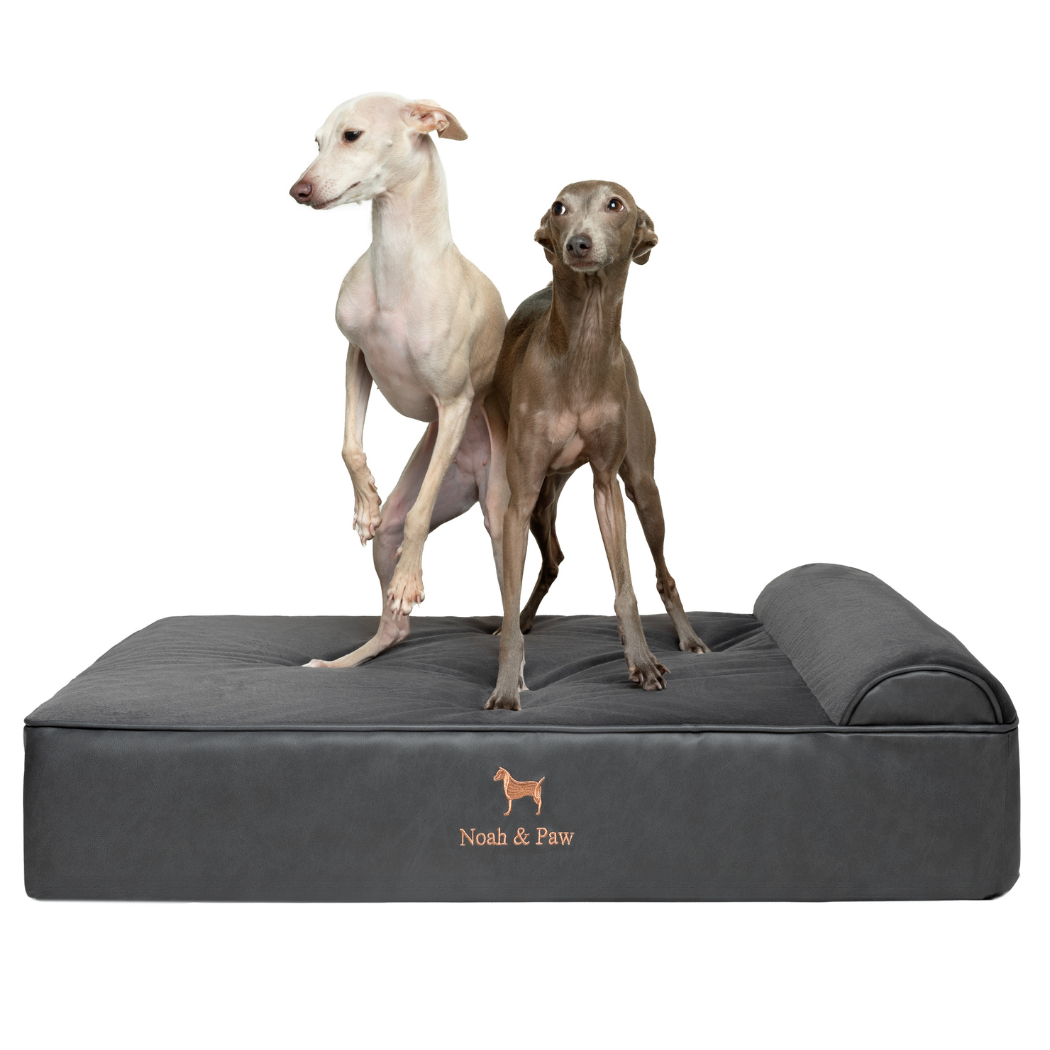 NOAH AND PAW LLC – Großhandel Haustierbett – Katze/Hund – Orthopädisches Hundebett aus Kunstleder mit Memory-Schaum und kühlendem Gel, klassischer Stil2