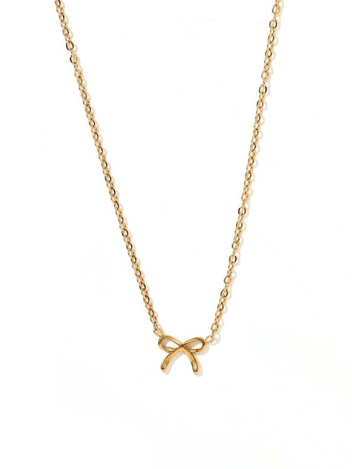 Necklace - Sadie Bow Gold for wholesale by LINNY CO