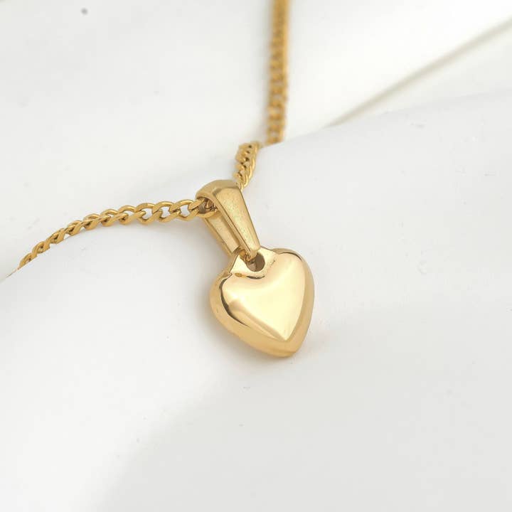 Blueyejewelry - Venta al por mayor Collares con colgantes/abalorios - Collar de corazón dorado - Colgante de corazón sin deslustre7