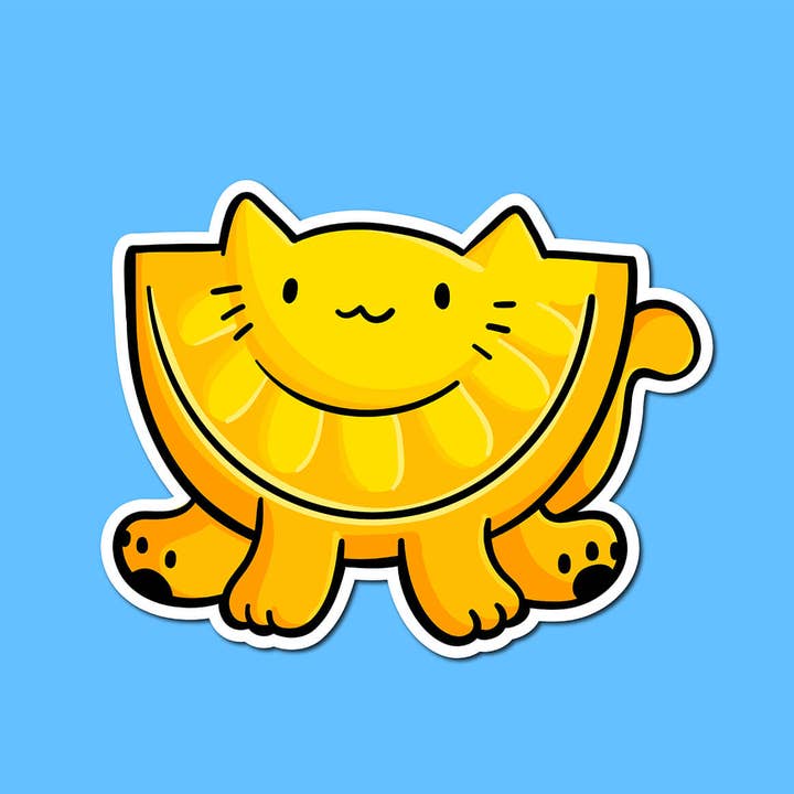 Lemon Cat Vinyl Sticker for wholesale by Shop Emily M