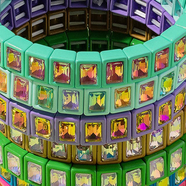 Taylor Elliott Designs - Wholesale Bangle Bracelet - Enamel Stretch Bracelet - Small Rectangle Stones - Penelope5