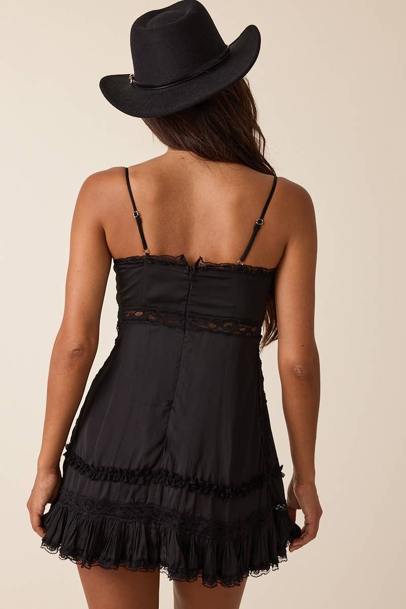 Sky to Moon - Wholesale Dress - Women's - SOLID COLOR SWEETHEART LACE TRIM PREPPY MINI DRESS2