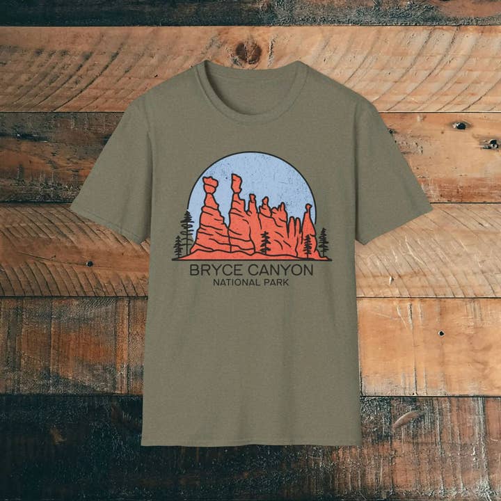Park Service Apparel - Wholesale Screen Printed T-Shirt - Unisex - Bryce Canyon National Park Unisex Fit T-Shirt Utah Hoodoos Art