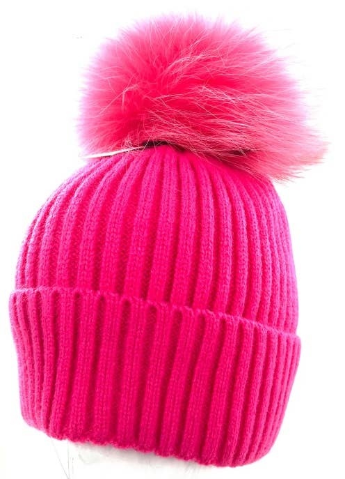 LOOWIE - Vendita all'ingrosso Berretto - Donna - MA003 Berretto in maglia verde vivace con soffice pompon8