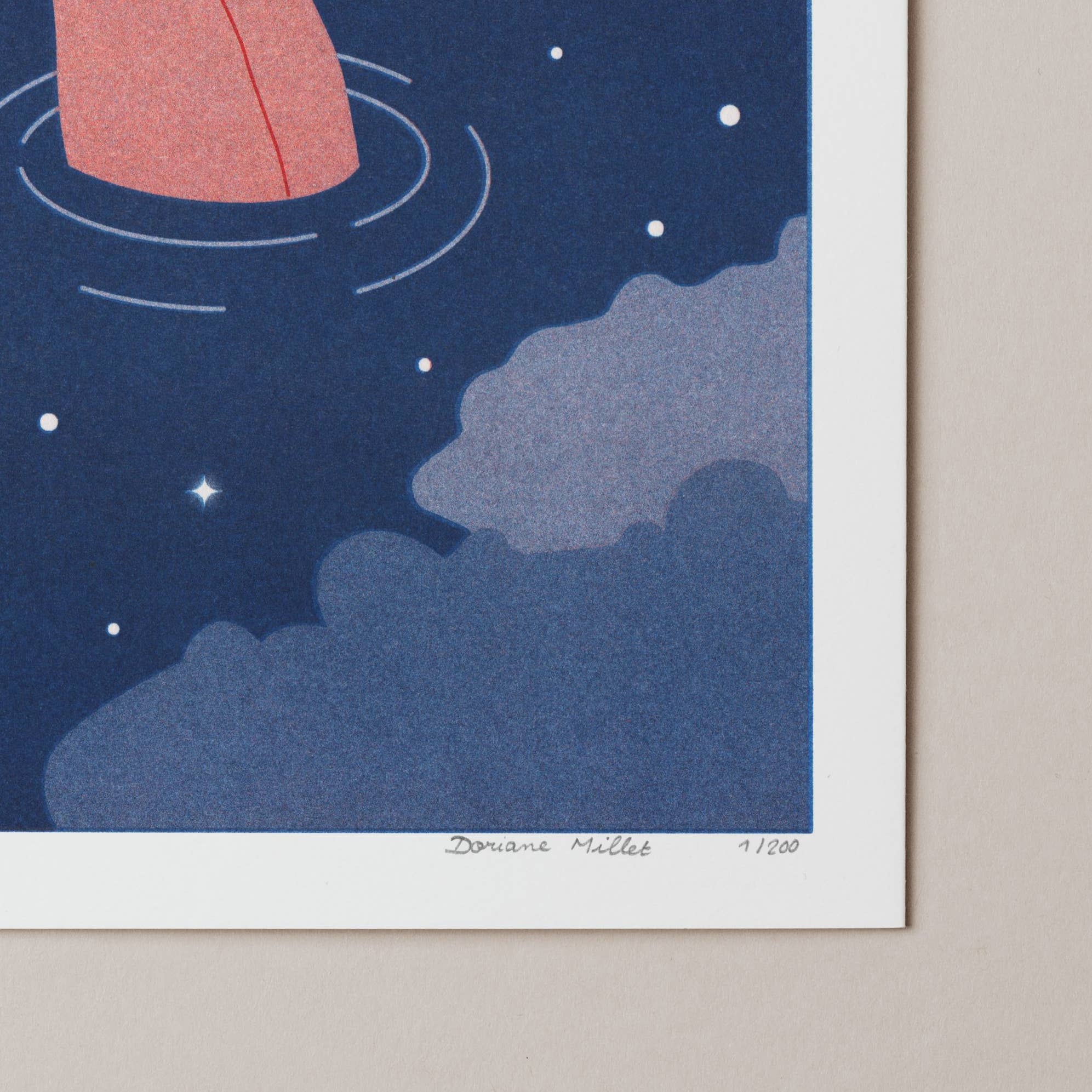 Doriane Millet - Wholesale Art Print - Night bath - A4 risography - Signed limited edition 3