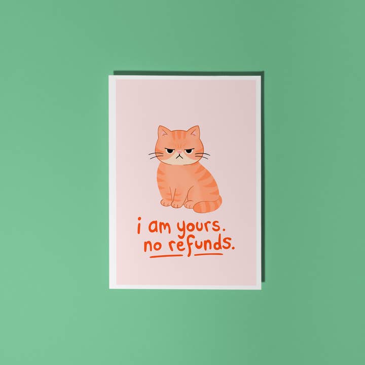 Carte d'illustration de chat | Carte de Saint-Valentin, d'anniversaire, d'amour pour la vente par The Happy Badger
