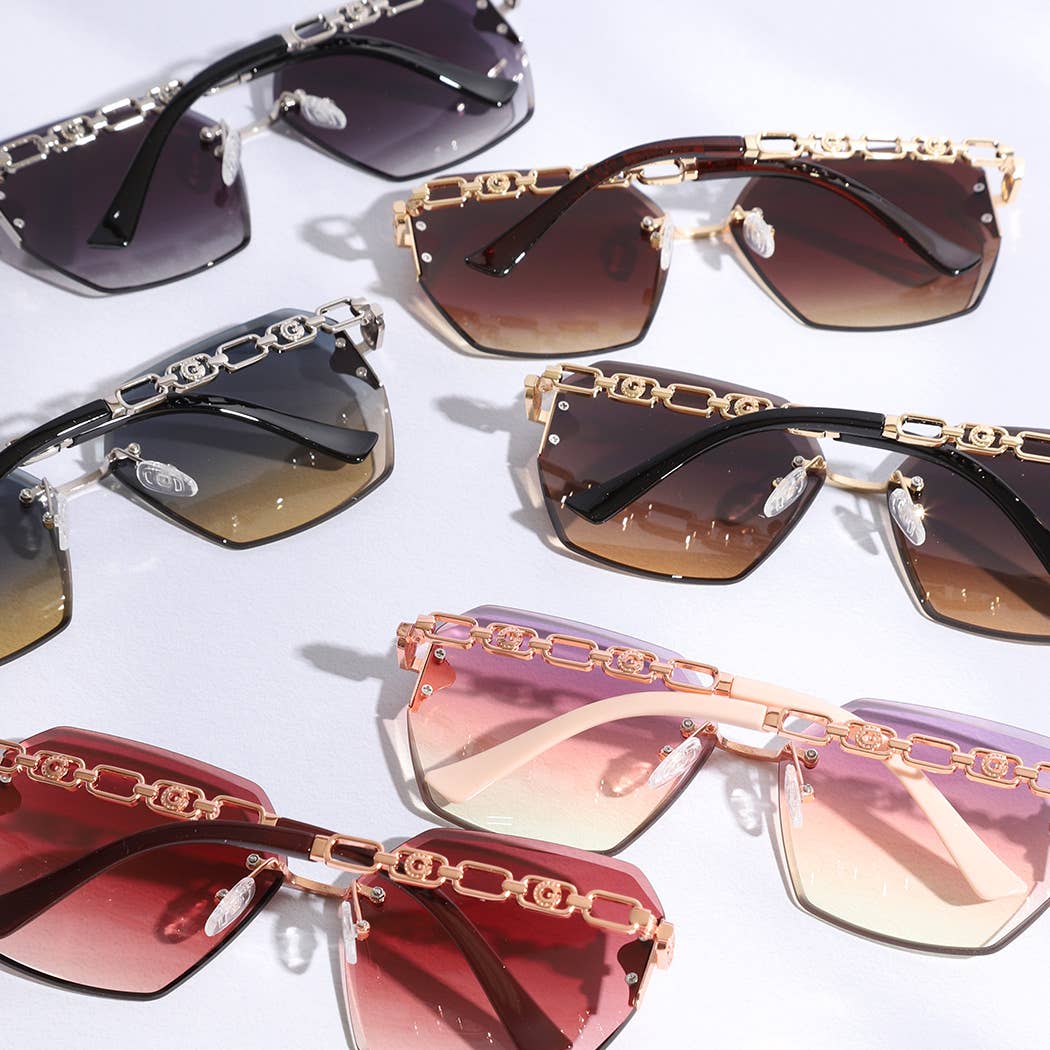  ASSORTED COLOR Hexagon Lenses Linked Design Legs Sunglasses for wholesale on Faire3