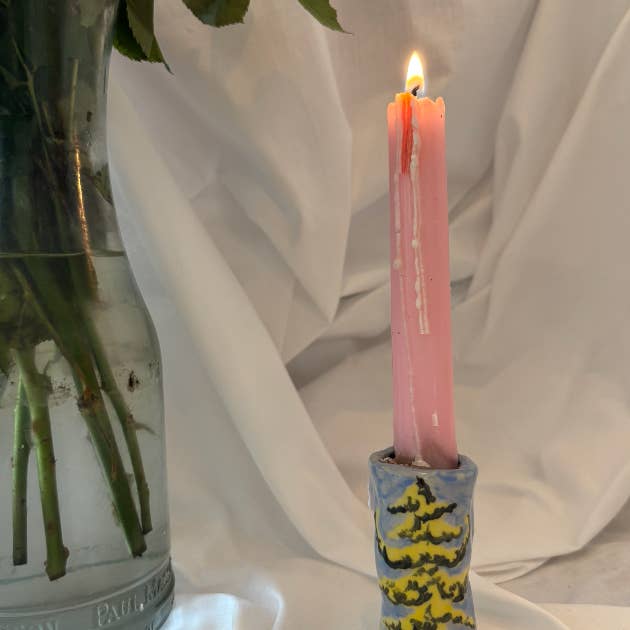 Christmas holiday handmade winter ceramic candlestick for wholesale by Tomekah George