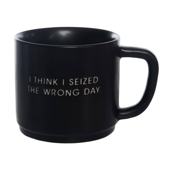 Black I Think I Seized Mug for wholesale on Faire