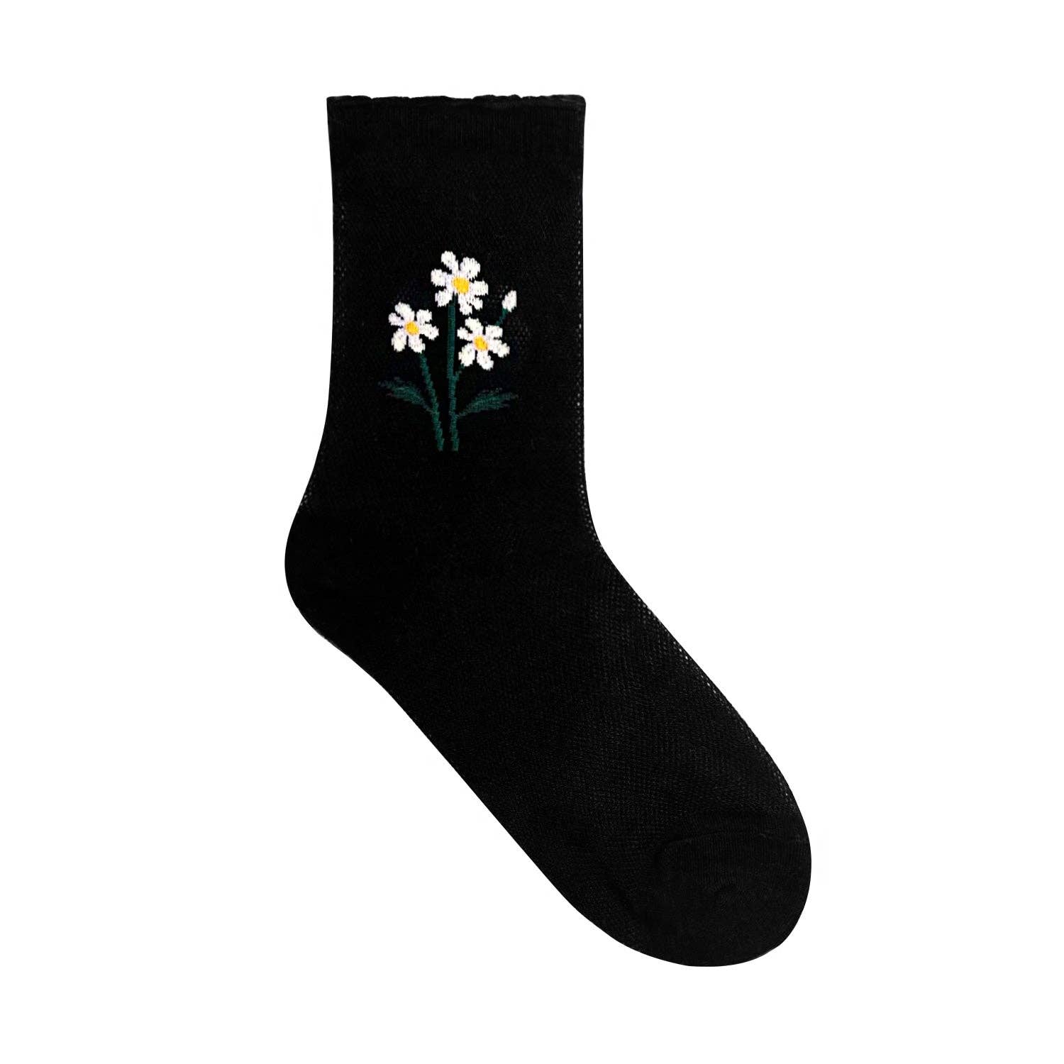7DAYSSOCKS - Vente Chaussettes – femme - Chaussettes de jour romantiques en maille Crew pour femmes3