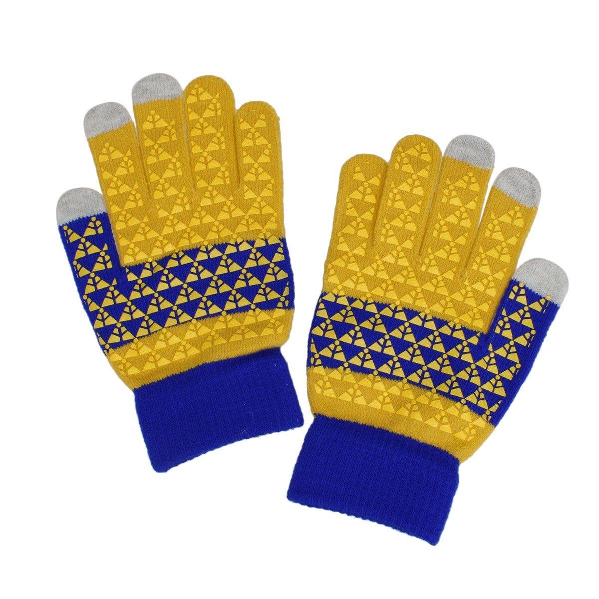 SGRHO Yellow Blue Touch and Grip Knit Winter Gloves for wholesale on Faire1