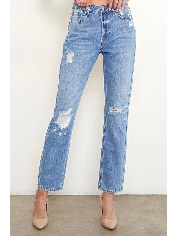 Insane Gene USA – wholesale Jeans – Women’s – Knee Distressed Girlfriend Jeans