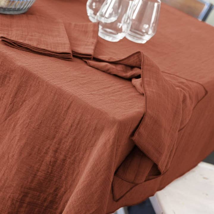 Housse De Rêve - Wholesale Tablecloth - Rectangular tablecloth 150x250 cm Terracotta cotton gauze1