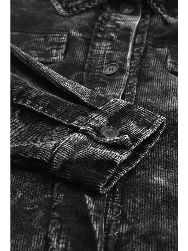 PRETTY BASH – wholesale Shirt Jacket/Shacket - Women’s – Western Corduroy Vintage Washed Shacket