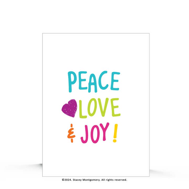Peace Love and Joy kerstkaart voor wholesale door Stacey M Design