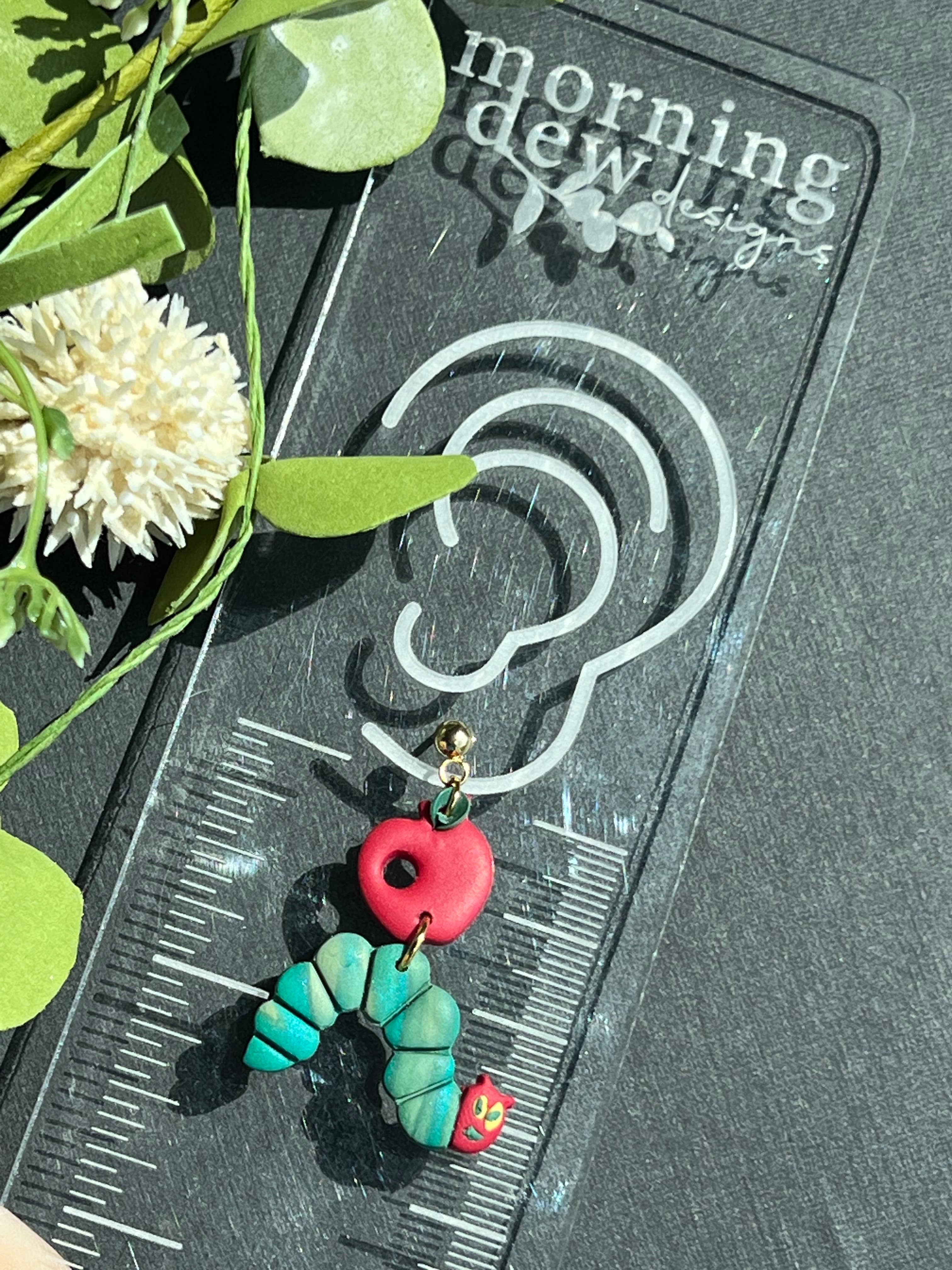Morning Dew Designs – wholesale Dangle earrings – Hungry Caterpillar Polymer Clay Earrings | Teacher |Bookworm3
