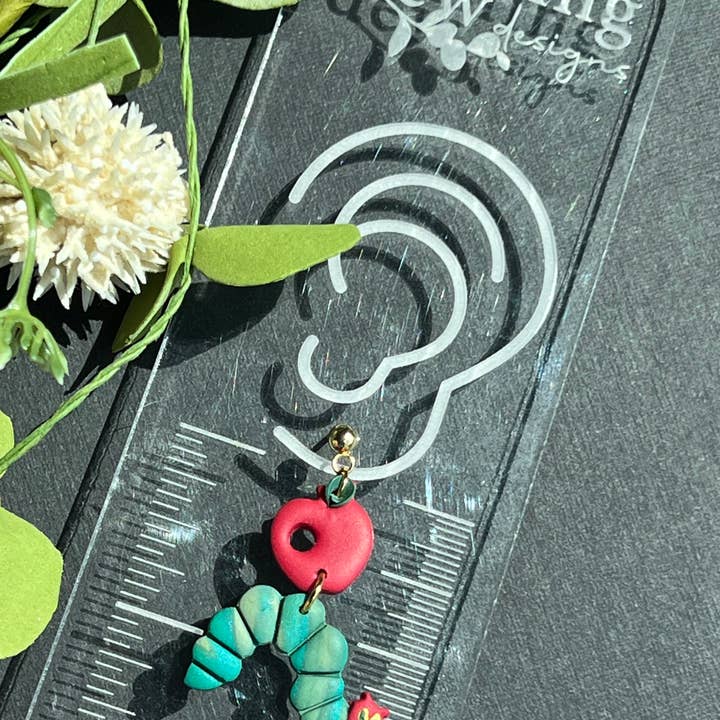 Morning Dew Designs – wholesale Dangle earrings – Hungry Caterpillar Polymer Clay Earrings | Teacher |Bookworm3