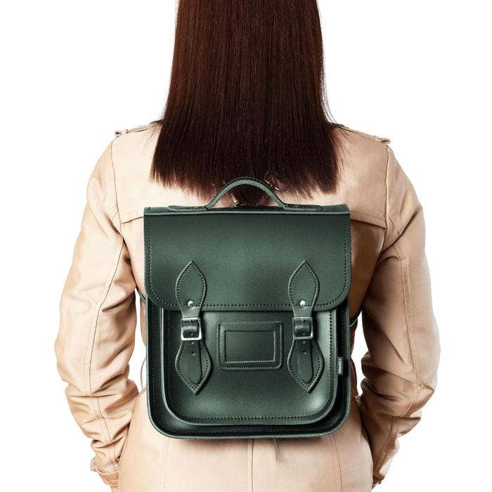 Zatchels – wholesale Backpack – Women's – Handmade Leather City Backpack - Ivy Green - Small4