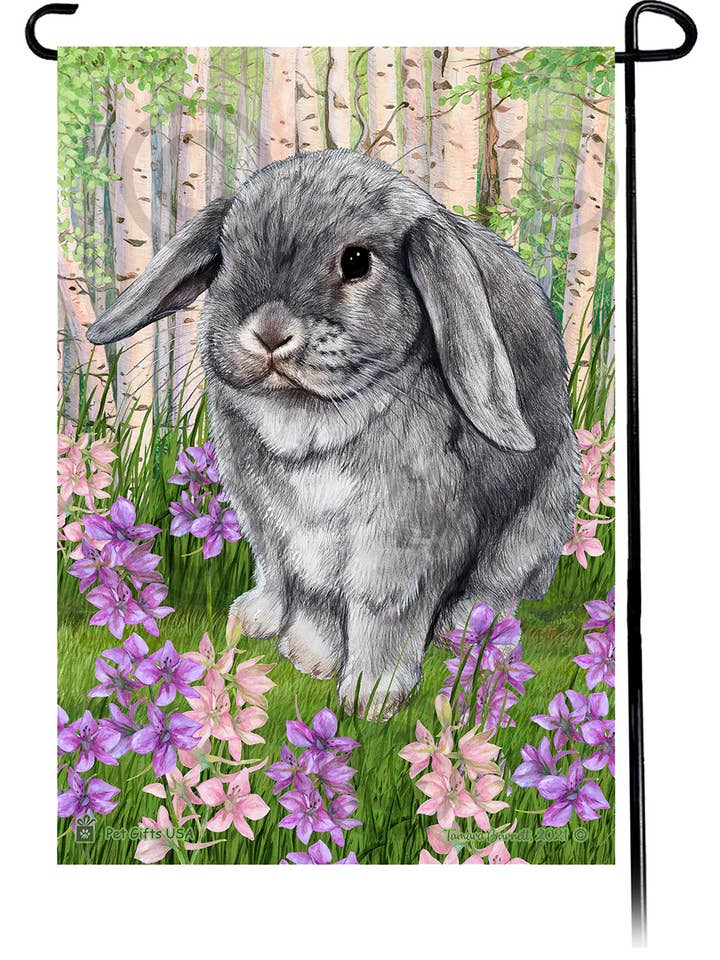 Bandera de flores de primavera de chinchilla mini lop de conejo para venta al por mayor de Pet Gifts USA, LLC