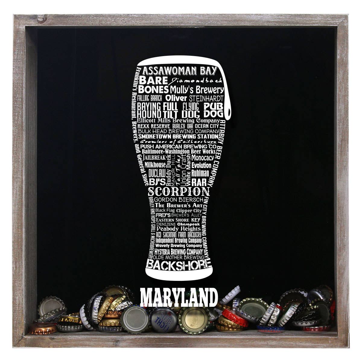 Torched Products – Großhandel 3D-Wandkunst – Cap Collector-Beer Typografie Shadow Box — Farmhouse Antique17