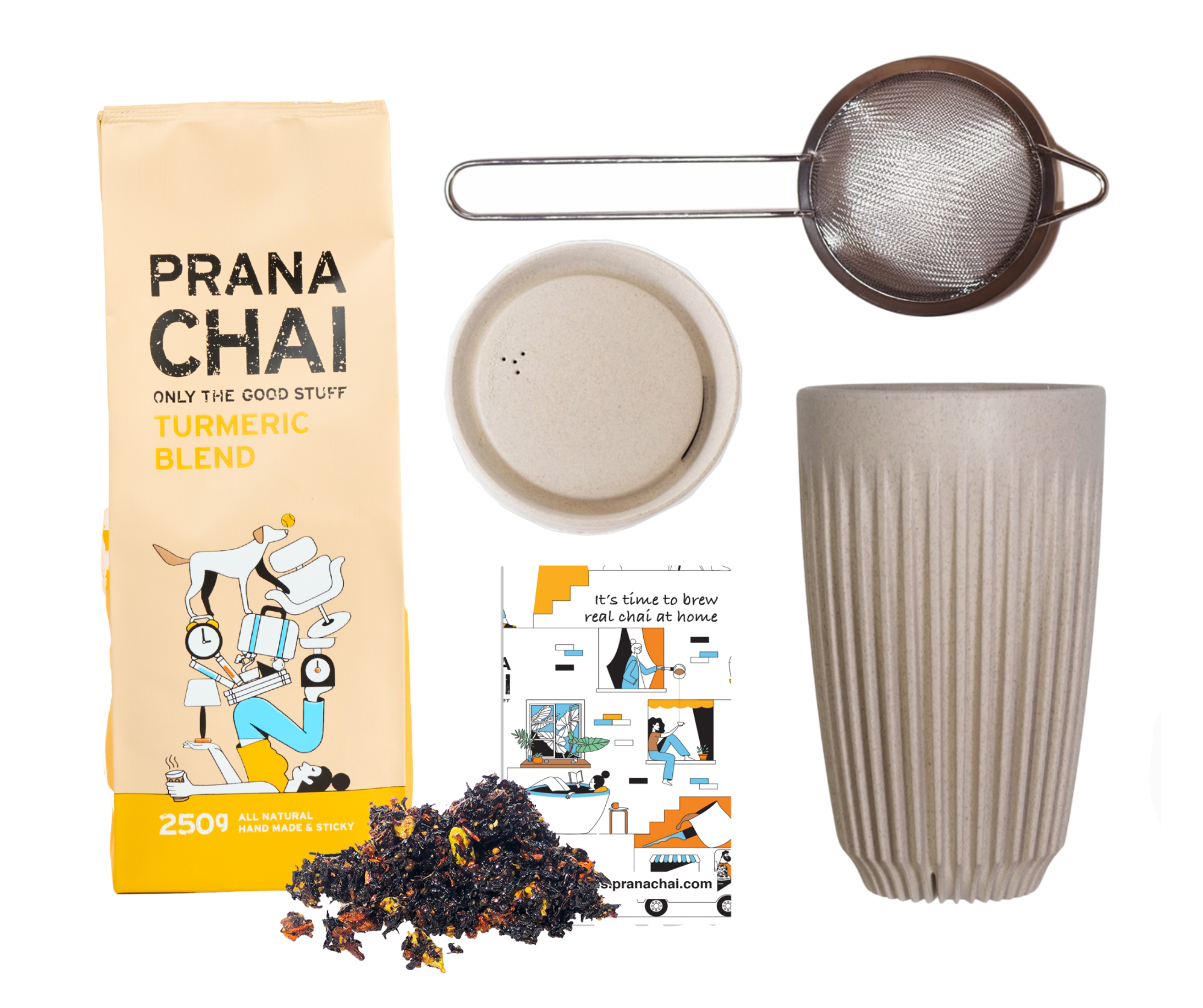 Prana Chai - Wholesale Gift Bag Set/Pack - Prana Chai + Huskee Cup + Strainer Gift Set12
