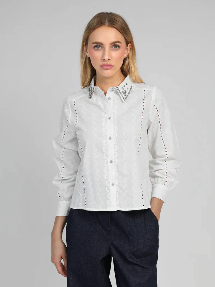 An'ge - Wholesale Button Down Shirt - Women's - SELIANY SHIRT white0