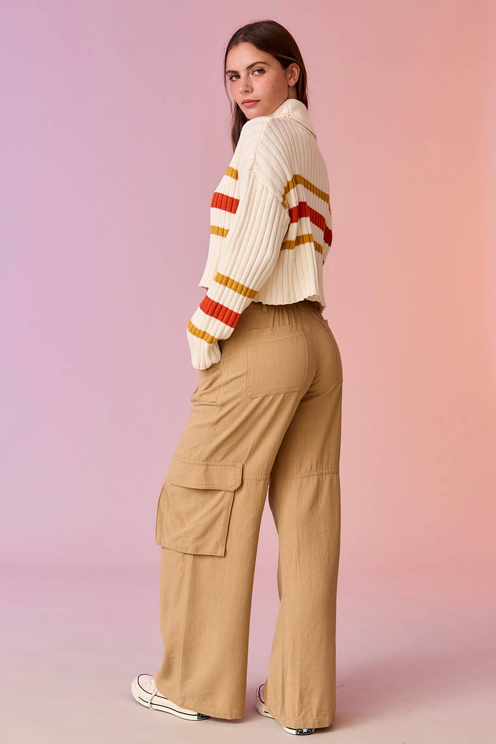 Noir PP17912 - Pantalon utilitaire à jambes larges Maya Relaxed Fit en vente sur Faire19