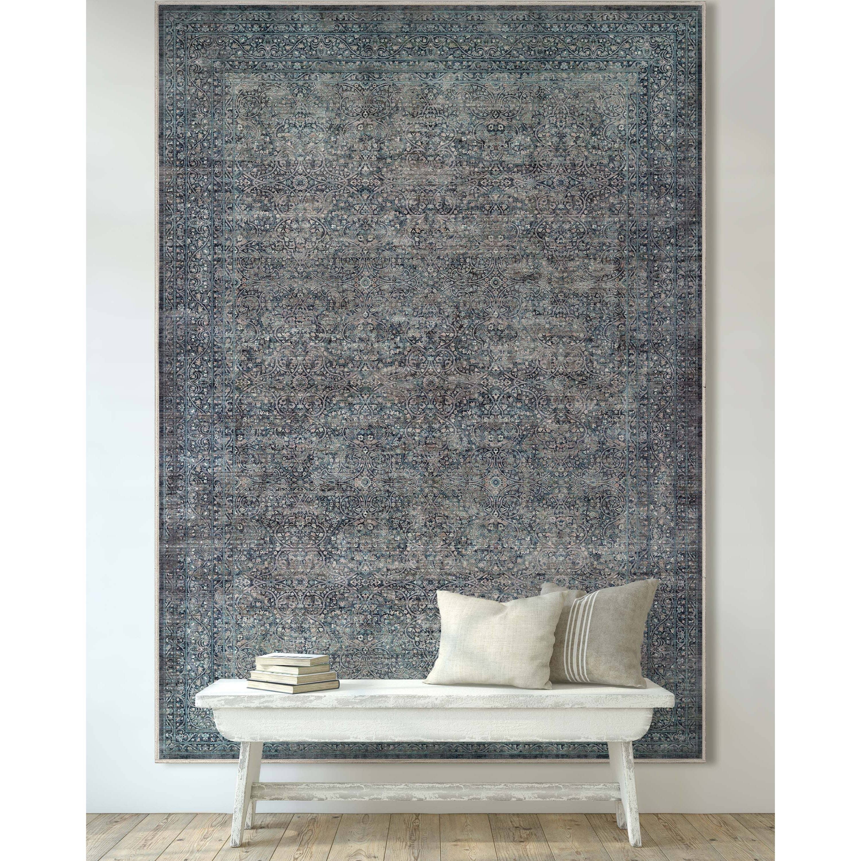 Well Woven - Vente Tapis - Tapis à tissage plat bleu oriental persan vintage Juliette1